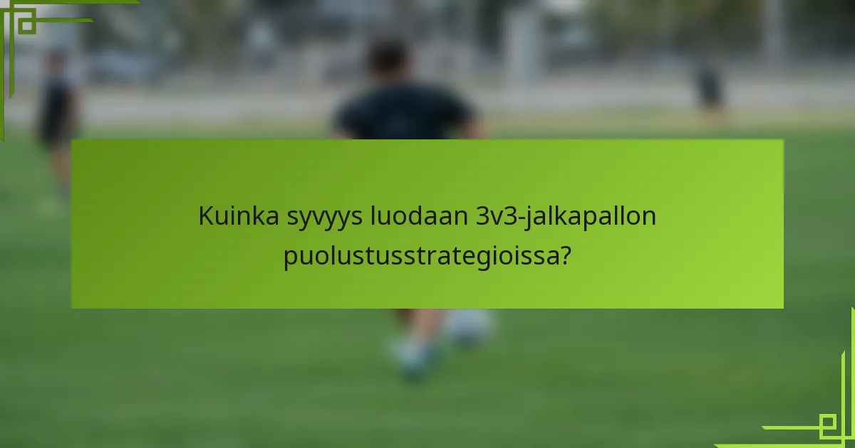Kuinka syvyys luodaan 3v3-jalkapallon puolustusstrategioissa?